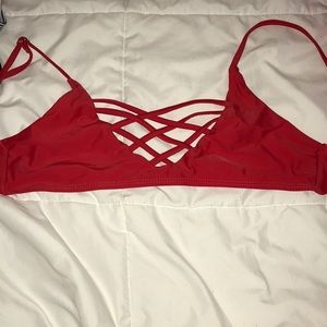 red bathing suit top